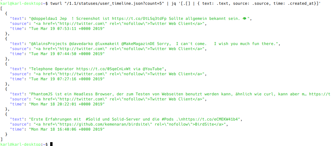 Twurl is like curl, but tailored specifically for the Twitter API